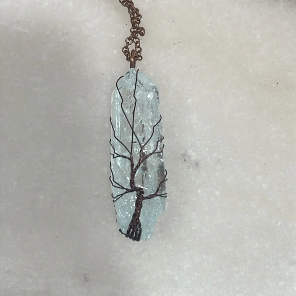 Tree of Life Bronzed Copper Wrapped Quartz Crystal